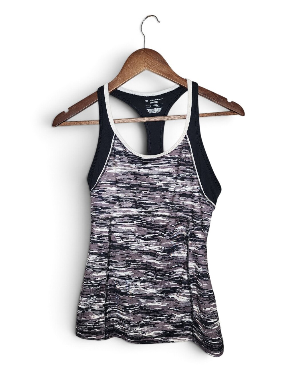 Tek Gear Digitial Camo Shelf Bra Tank Top in Black Gray White Size S